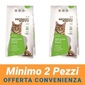 MINIMO 2 CONFEZIONI - Mondo Baffo Lettiera Agglomerante Fine Profumo Limone Formato 7,5 L per Gatto