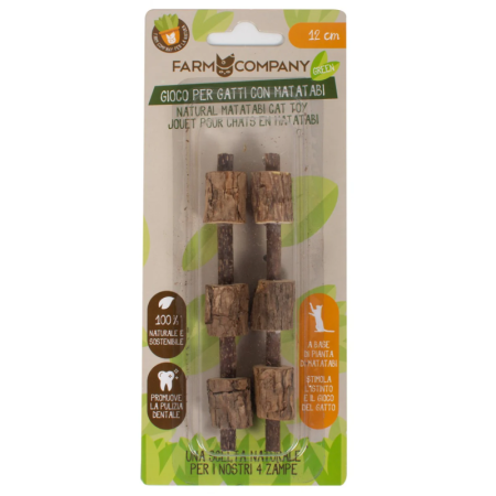 Farmcompany Green Spiedino di Matatabi 100% Naturale Utili alla Pulizia Dentale Gioco Per Gatti Lunghezza 12Cm Pack da 2 Pezzi 