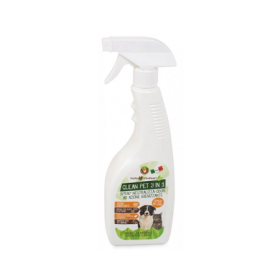 Farmcompany Green Clean Pet 3 in 1 Spray Igienizzante Neutralizza Odori Ideale Per Cucce e Lettiere Flacone Spray da 750 Ml