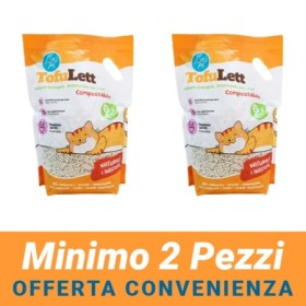 MINIMO 2 CONFEZIONI - LeoPet TofuLett Lettiera In Tofu Naturale e Inodore Lettiera Ecologica Per Gatti 6 Litri
