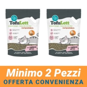 MINIMO 2 CONFEZIONI - LeoPet TofuLett Lettiera In Tofu Ai Carboni Attivi Lettiera Ecologica Per Gatti 6 Litri
