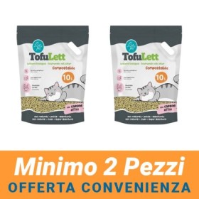 MINIMO 2 CONFEZIONI - LeoPet TofuLett Lettiera In Tofu Ai Carboni Attivi Lettiera Ecologica Per Gatti 10 Litri