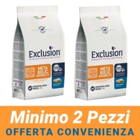 MINIMO 2 CONFEZIONI - Exclusion Cane Monoproteico Veterinary Diet Metabolic&Mobility Adulto Medium/Large Maiale,Fibre 12,5 Kg
