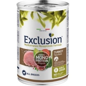Exclusion Mediterraneo Adult Gusto Tacchino Alimento Umido Completo per Cani Adulti di Tutte le Taglie Formato 400 g