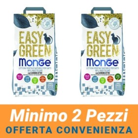 MINIMO 2 CONFEZIONI - Monge Easy Green Lettiera Agglomerante Carboni Attivi Formato 10 L per Gatto
