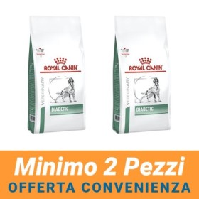 MINIMO 2 CONFEZIONI - Royal Canin Veterinary Health Nutrition Dog Diabetic Alimento Dietetico Secco per Gestione Diabete 7 Kg