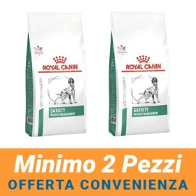 MINIMO 2 CONFEZIONI - Royal Canin Cane Satiety Weight Mangement Veterinary Crocchette Dietetiche per Cani Sacco da 12 Kg
