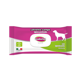 Inodorina Salviette Gusto Zampe Funzione Igienizzante ed Emolliente per Cani Formato 40 pz