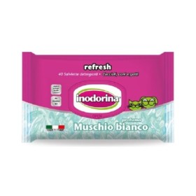 Inodorina Salviette Gusto Muschio Bianco Funzione Igienizzante e Frescante per Cani e Gatti Formato 40 pz