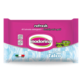 Inodorina Salviette Gusto Talco Funzione Igienizzante e Lenitiva per Cani e Gatti Formato 40 pz