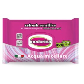 Inodorina Salviette Gusto Acqua Micellare Funzione Detergente e Lenitiva per Cani e Gatti Formato 40 pz