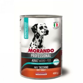 Morando Migliorcane Paté Monoproteico Gusto Tacchino Alimento Umido Completo per Cane Adulto Media Grande Taglia Formato 405 g