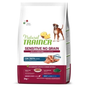 Natural Trainer No Grain Medium/Maxi Adult Gusto Trota Alimento Secco Completo per Cane Adulto Formato 3 kg