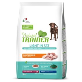 Natural Trainer Cane Light in Fat Medium & Maxi Adult Tacchino Crocchette per Cani Adulti Taglia Media/Grande Sacco 3 kg 