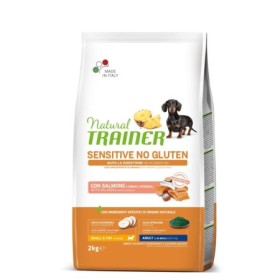 Natural Trainer Cane Sensitive No Gluten Salmone Crocchette Senza Glutine per Cani Adulti Senior Toy e di Piccola Taglia 2 kg