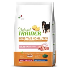 Natural Trainer Cane Sensitive No Gluten M&M Adult Maiale Crocchette Senza Glutine Cani Adulti Taglia Media/Grande 3 kg 