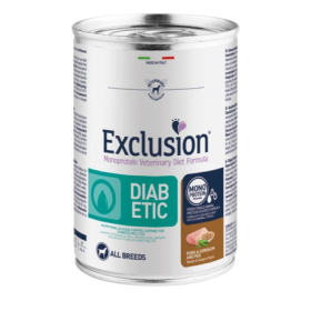 Exclusion Dog Diabetic Gusto Maiale Alimento Secco Dietetico per Cane Adulto Tutte le Taglie Formato 200 g
