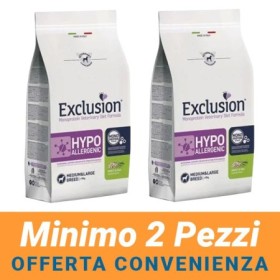 MINIMO 2 CONFEZIONI - Exclusion Dorado Cane Diet Adult Medium/Large Breed Hypoallergenic Insetti e Piselli Sacco da 12 Kg