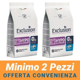 MINIMO 2 CONFEZIONI - Exclusion Dorado Cane Diet Adult Medium/Large Breed Hypoallergenic Pesce e Patate Sacco da 12 Kg