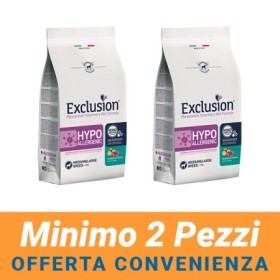 MINIMO 2 CONFEZIONI - Exclusion Hypoallergenic Venison Potato Cibo Secco Dietetico Monoproteico Cane Adulto Medium/L 12,5kg