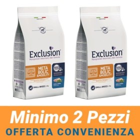 MINIMO 2 CONFEZIONI - Exclusion Cane Monoproteico Veterinary Diet Metabolic&Mobility Adulto Small Maiale&Fibre Sacco 7 Kg