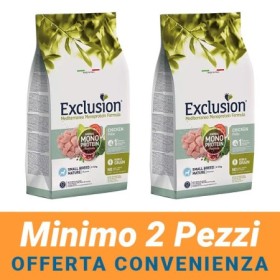 MINIMO 2 CONFEZIONI - Exclusion Cane Mediterraneo Monoproteico Mature Medium e  Large  Gusto Pollo Sacco 12 Kg