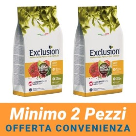 MINIMO 2 CONFEZIONI - Exclution Mediterraneo Monoproteico Cane Adult Large Breed Noble Grain Gusto Manzo Crocchette Sacco 12 kg