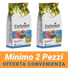 MINIMO 2 CONFEZIONI - Exclution Mediterraneo Monoproteico Cane Adult Large Breed Noble Grain Gusto Pesce Crocchette Sacco 12,5