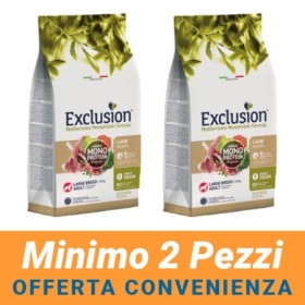 MINIMO 2 CONFEZIONI - Exclution Mediterraneo Monoproteico Cane Adult Large Breed Noble Grain Gusto Agnello Crocchette Sacco 12