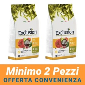 MINIMO 2 CONFEZIONI - Exclution Mediterraneo Monoproteico Cane Adult Medium Breed Noble Grain Gusto Manzo Crocchette Sacco 12 kg