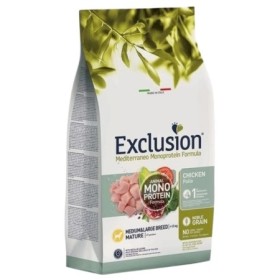 Exclusion Mediterraneo Gusto Pollo Alimento Secco Completo per Cane Adulto Taglia Media e Grande Formato 3 kg
