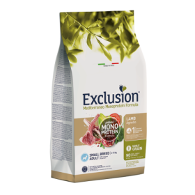 Exclusion Mediterraneo Gusto Agnello Alimento Secco Completo per Cane Adulto Taglia Piccola Formato 500 g
