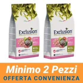 MINIMO 2 CONFEZIONI - Exclusion Cane Mediterraneo Monoproteico Puppy Large Gusto Pollo Sacco 12 Kg