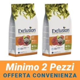 MINIMO 2 CONFEZIONI - Exclusion Mediterraneo Puppy Manzo Monoproteico Medium Breed Gusto Manzo Sacco 12 kg