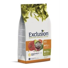 Exclusion Mediterraneo Gusto Manzo Alimento Secco Completo per Cucciolo di Cane Taglia Media Formato 3 kg