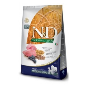 Farmina N&D Ancestral Grain adult medium Maxi Cane Agnello,Mirillo,Farro,Avena Crocchette Adulti Taglia Media/Grande 2,5 kg