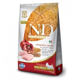 Farmina N&D Ancestral Grain Puppy Mini Cane Gusto Pollo,Farro,Avena,Melograno Crocchette per Cani Cuccioli /Cagne Sacco 2,5 Kg