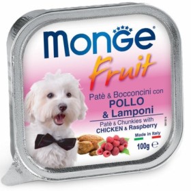 Monge FRUIT Gusto Pollo e Lamponi Alimento Umido Completo per Cane Formato 100 g