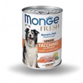 Monge Fresh Senior Gusto Tacchino con Ortaggi Alimento Umido Completo per Cane Senior Formato 400 g