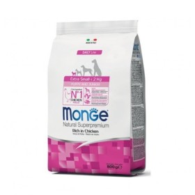Monge Natural Superpremium Cane Puppy & Junior Extra Small Gusto Pollo Crocchette per cani Cuccioli extra Small Busta 800 gr