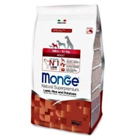 Monge Natural Superpremium Mini Adult Monoprotein Agnello Riso Patate Alimento Secco Completo per Cane Mini Formato 800 g