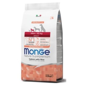 Monge Natural Superpremium Mini Adult Monoprotein Salmone Riso Alimento Secco Completo per Cane Mini Formato 2.5 Kg