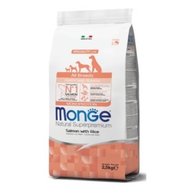 Monge Natural Superpremium Puppy  & Junior All Breeds Gusto Salmone e Riso  per Cani Cuccioli di Tutte le Taglie Busta 2,5 Kg