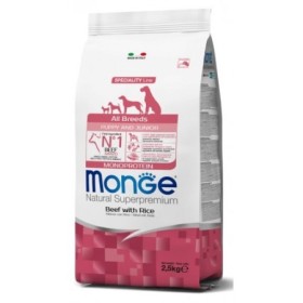 Monge Natural Superpremium Puppy  Gusto Manzo e Riso Crocchette per Cani Cuccioli di Tutte le Taglie Sacco 2,5 Kg