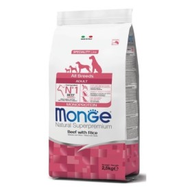 Monge Natural Superpremium Adult All Breeds Gusto Manzo,Riso Crocchette Alimento Secco Completo per Cani Sacco 2,5Kg
