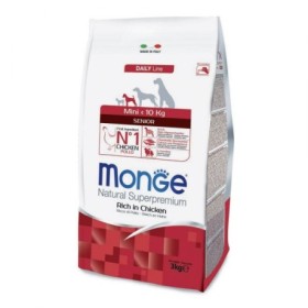 Monge Mini Senior Ricco in Pollo Alimento Secco Completo per Cane Mini Formato 3 kg