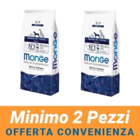 MINIMO 2 CONFEZIONI - Monge Natural Superpremium Medium Adult Pollo Crocchette per Cane Adulto Taglia Media Formato 12 kg