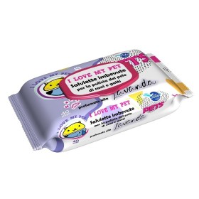 A+ Cure I Love My Dog Salviette Pop Up Imbevute Per La Pulizia Del Pelo di Cani e Gatti Profumate Lavanda Bianco Confezione 40pz