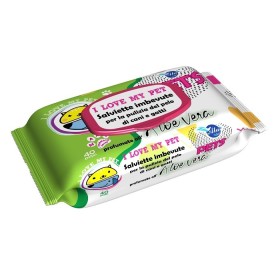 A+ Cure I Love My Dog Salviette Pop Up Imbevute Per La Pulizia Del Pelo di Cani e Gatti Profumate Aloe Bianco Confezione da 40pz