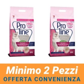 MINIMO 2 CONFEZIONI - Proline Lettiera Agglomerante In Bentonite al Profumo di Talco Baby Powder Per Gatti Confezione da 10